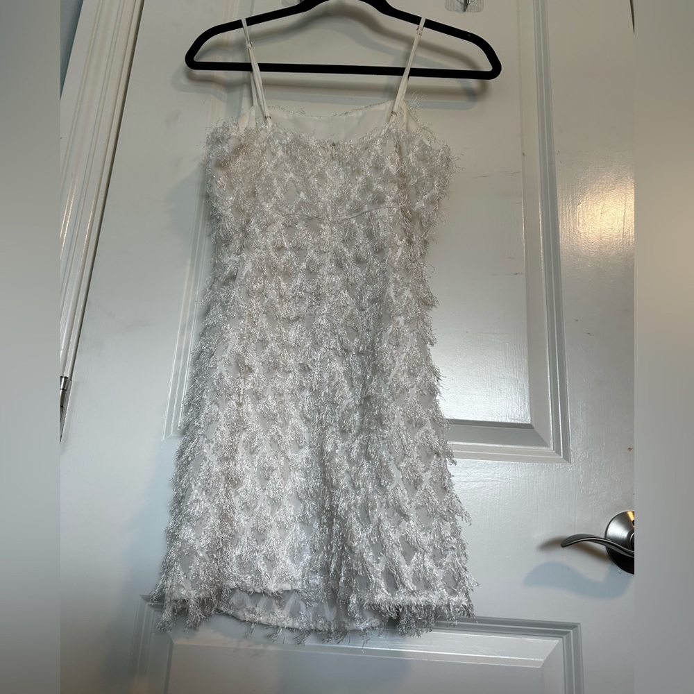 Fancy Cream fringe short dress
